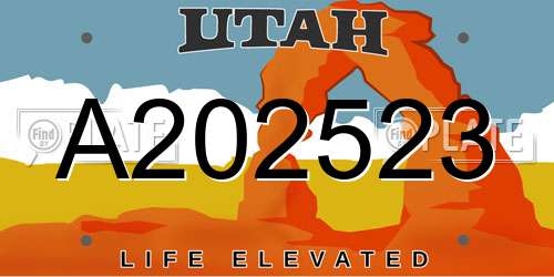 A202523 Utah License Plate