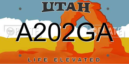 A202GA Utah License Plate