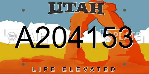 A204153 Utah License Plate