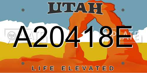 A20418E Utah License Plate