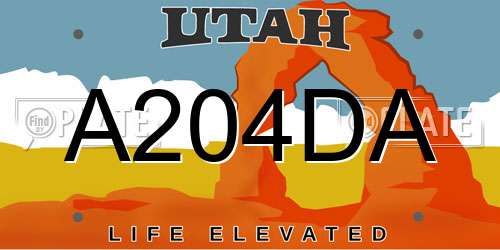 A204DA Utah License Plate