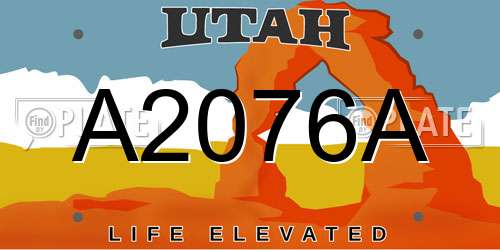 A2076A Utah License Plate