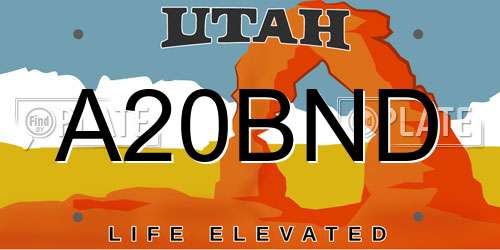 A20BND Utah License Plate
