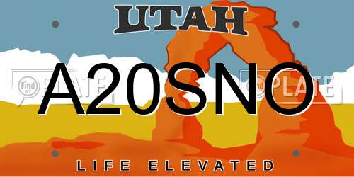 A20SNO Utah License Plate