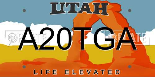 A20TGA Utah License Plate