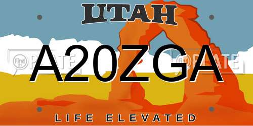 A20ZGA Utah License Plate