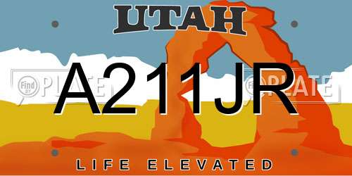 A211JR Utah License Plate