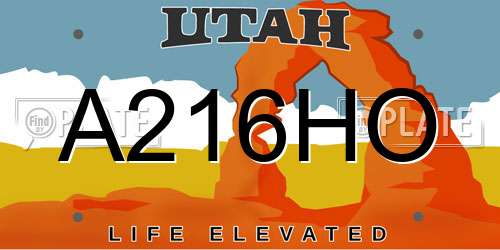 A216HO Utah License Plate
