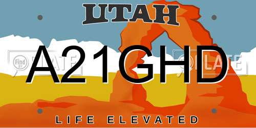 A21GHD Utah License Plate