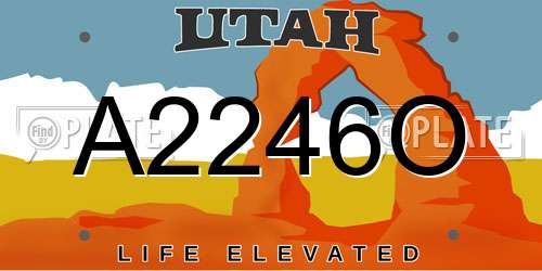A2246O Utah License Plate