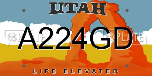 A224GD Utah License Plate