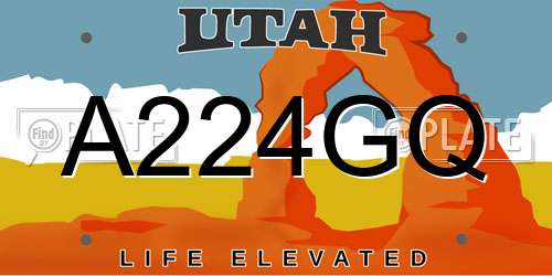 A224GQ Utah License Plate