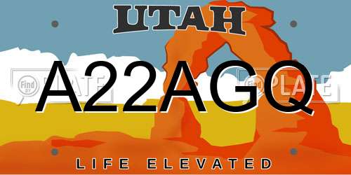 A22AGQ Utah License Plate