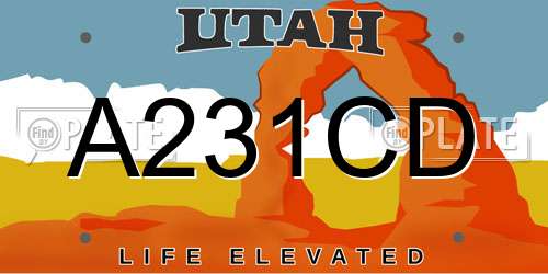 A231CD Utah License Plate