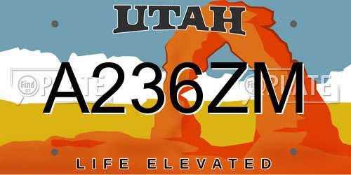 A236ZM Utah License Plate
