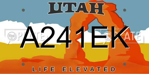 A241EK Utah License Plate