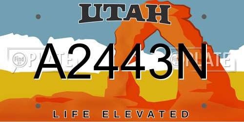 A2443N Utah License Plate