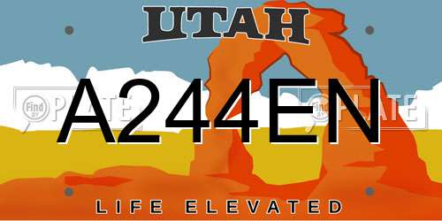 A244EN Utah License Plate
