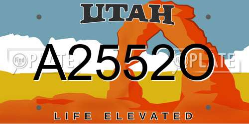 A2552O Utah License Plate