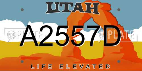 A2557D Utah License Plate