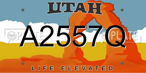 A2557Q Utah License Plate