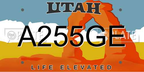 A255GE Utah License Plate