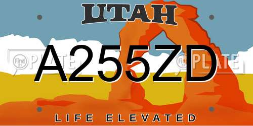 A255ZD Utah License Plate