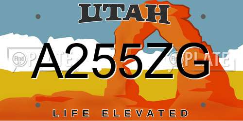 A255ZG Utah License Plate