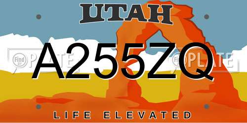 A255ZQ Utah License Plate