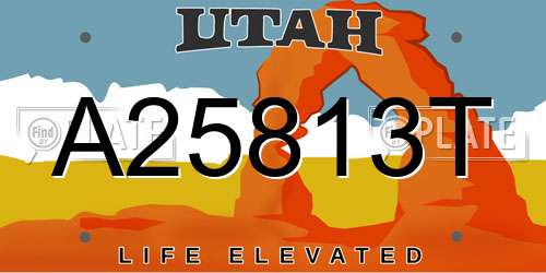 A25813T Utah License Plate