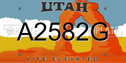 A2582G Utah License Plate