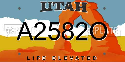 A2582O Utah License Plate