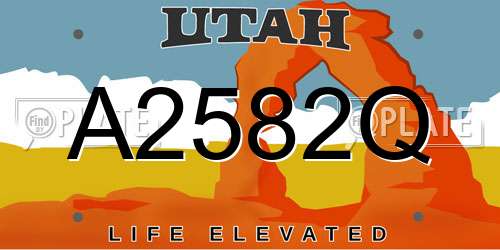 A2582Q Utah License Plate
