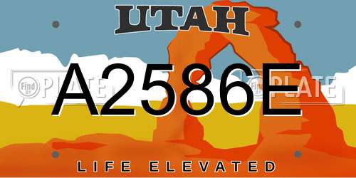 A2586E Utah License Plate