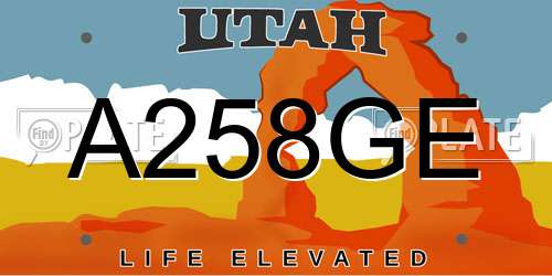 A258GE Utah License Plate