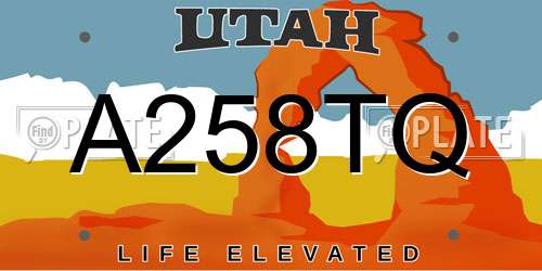 A258TQ Utah License Plate