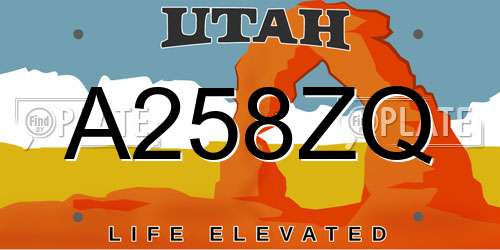 A258ZQ Utah License Plate