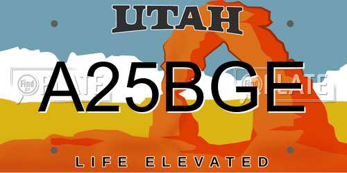 A25BGE Utah License Plate