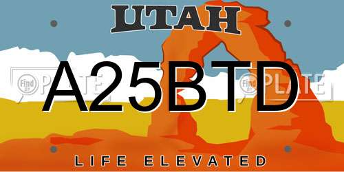 A25BTD Utah License Plate