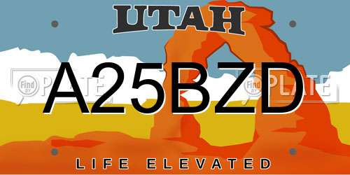 A25BZD Utah License Plate