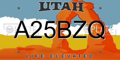 A25BZQ Utah License Plate