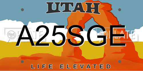 A25SGE Utah License Plate