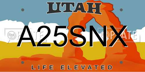 A25SNX Utah License Plate