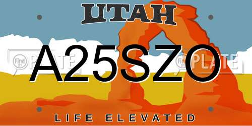 A25SZO Utah License Plate