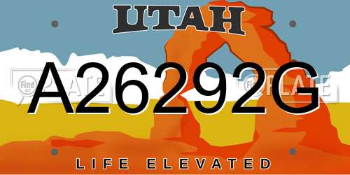 A26292G Utah License Plate