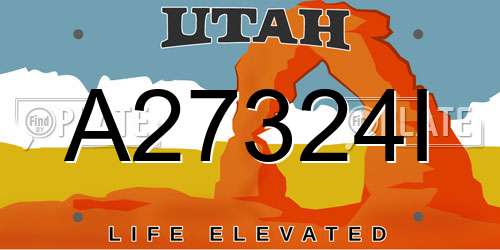 A27324I Utah License Plate