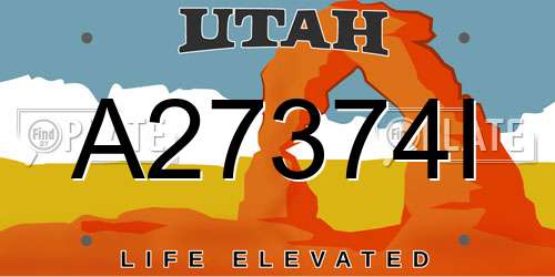 A27374I Utah License Plate