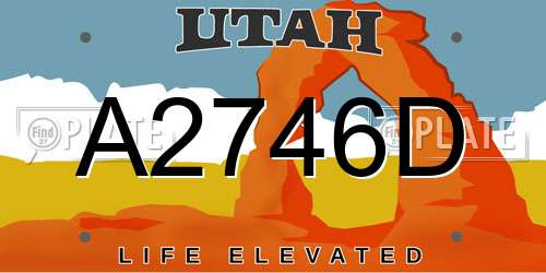 A2746D Utah License Plate
