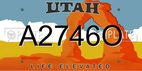 A2746O Utah License Plate