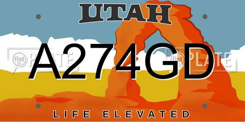 A274GD Utah License Plate